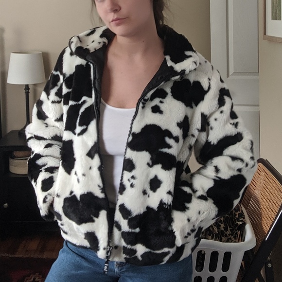 Cow Printed Sherpa Jacket | Poshmark